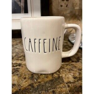 Rae Dunn Magenta "CAFFEINE" mug Black White